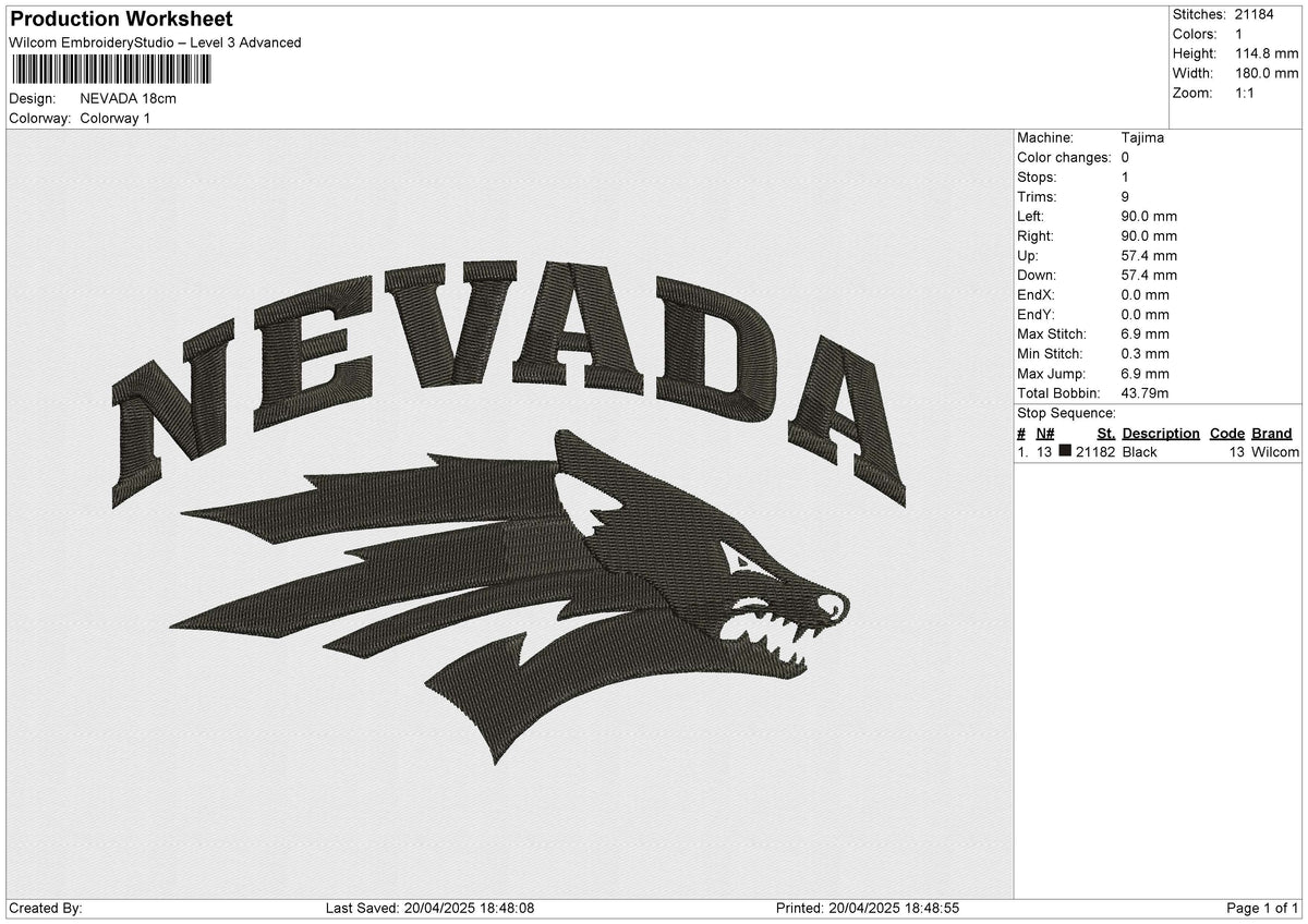 NEVADA Embroidery File 6 size