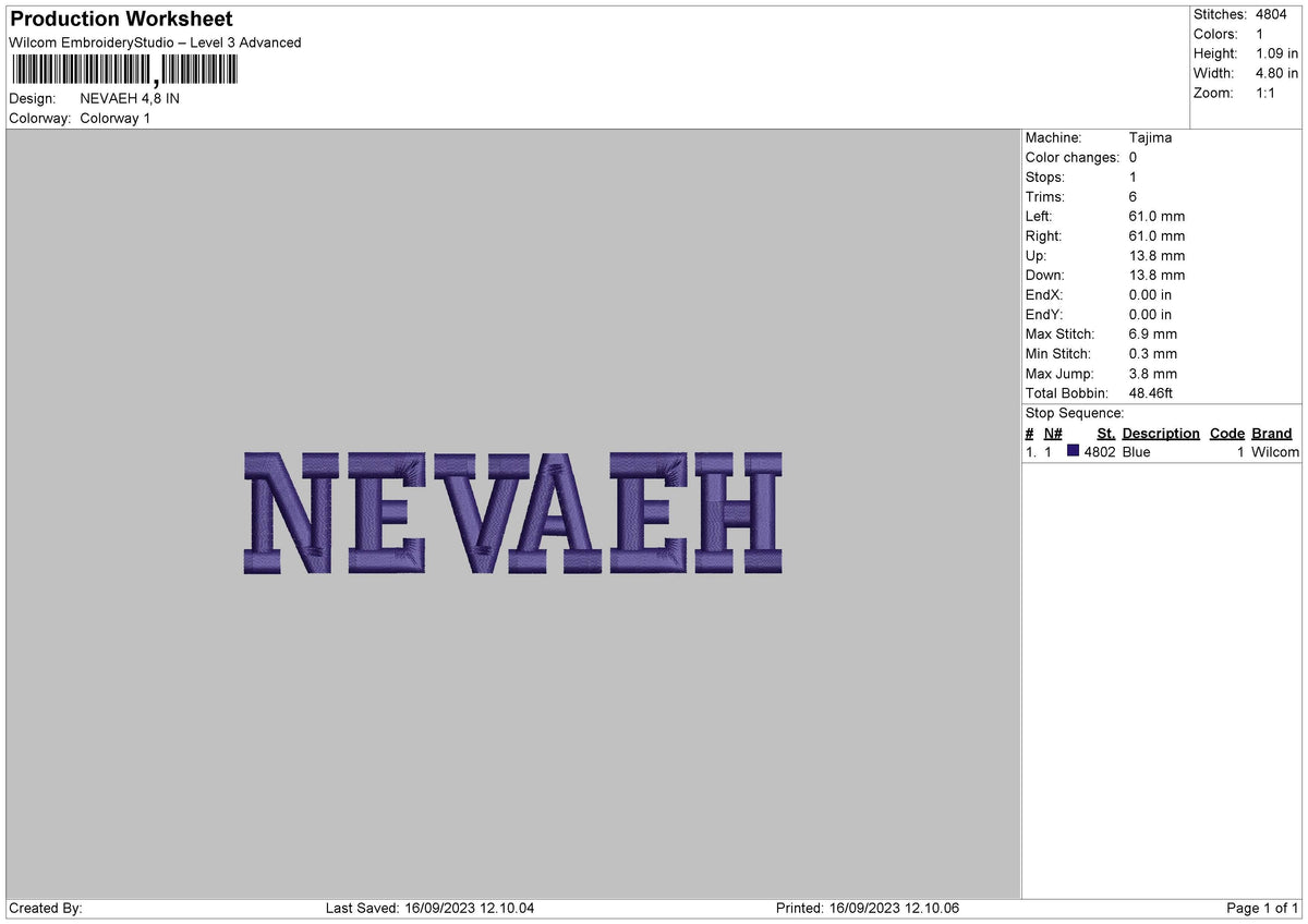Neveah Embroidery File 6 sizes