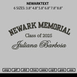 Newarktext Embroidery File 6 sizes