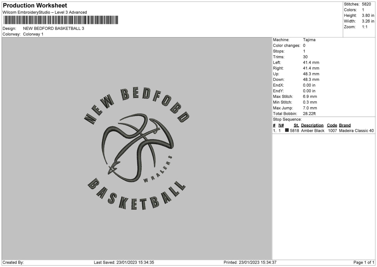 New Bedfrobd Embroidery File 6 sizes