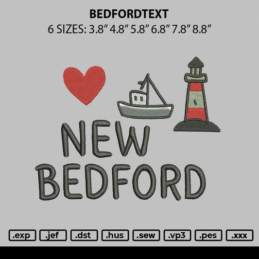 Bedfordtext Embroidery File 6 sizes