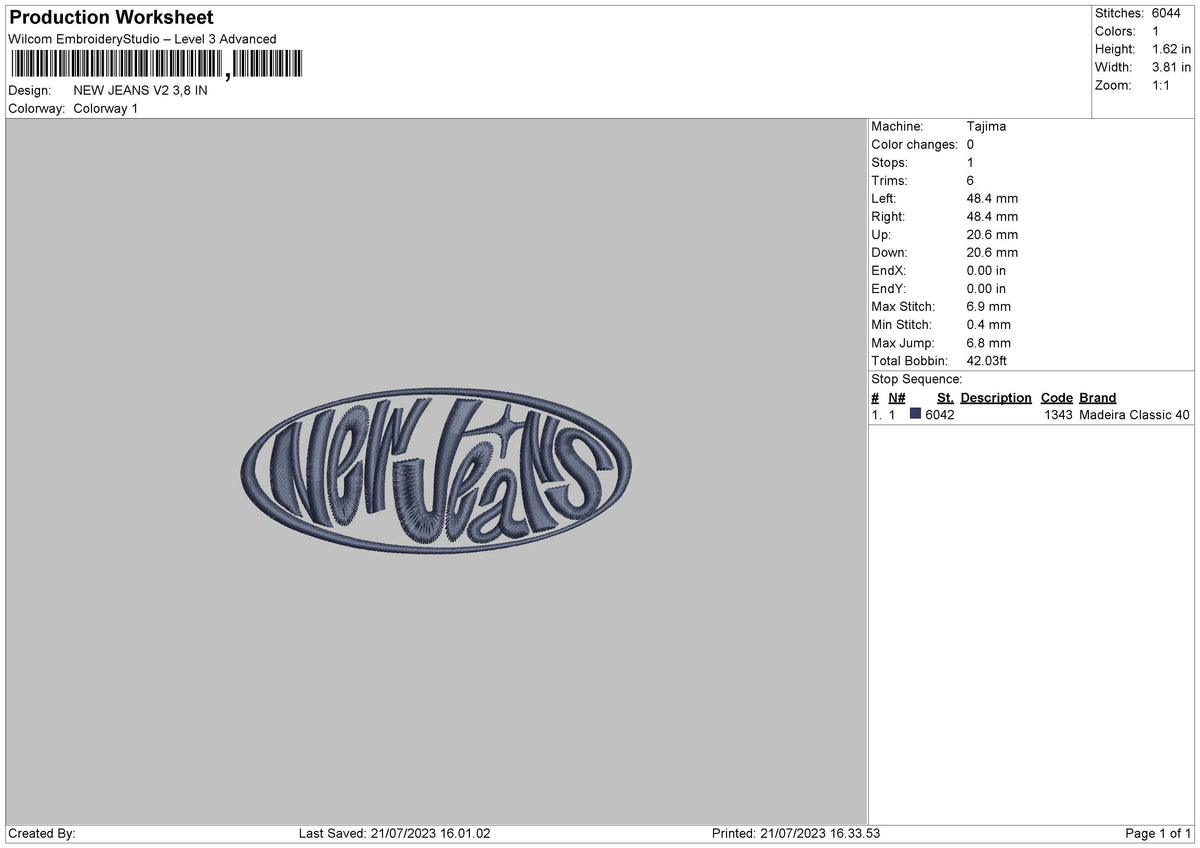 Njeans V2 Embroidery File 6 sizes