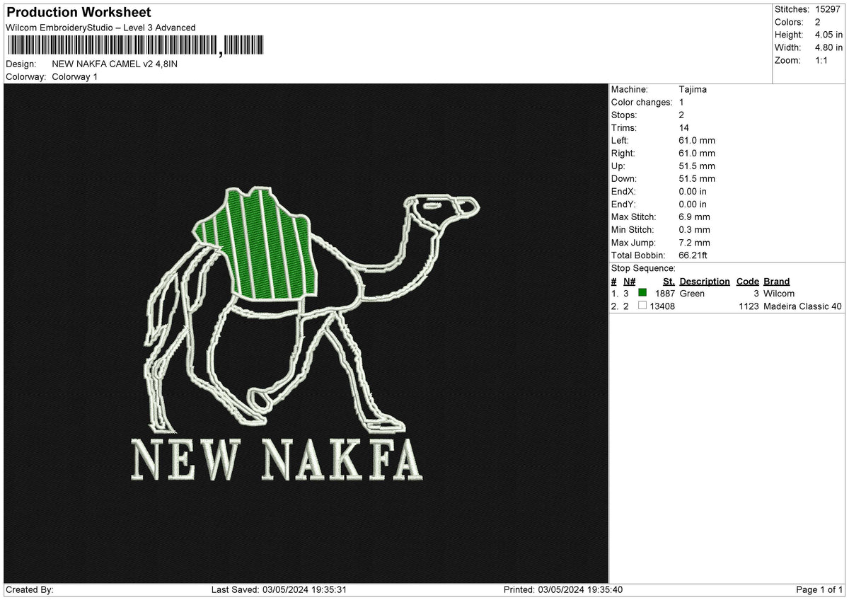NEW NAKFA CAMEL v2 Embroidery File 6 size