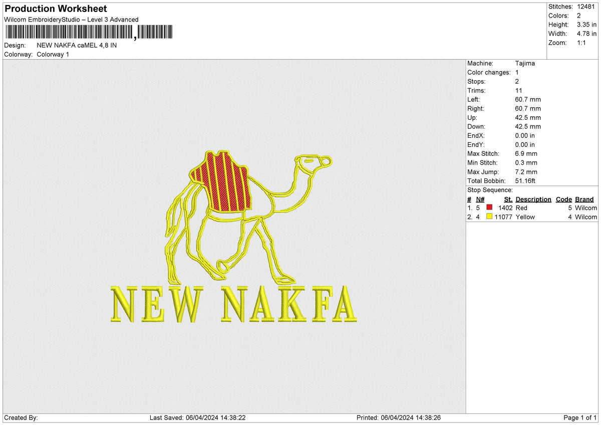 NEW NAKFA caMEL Embroidery File 6 size