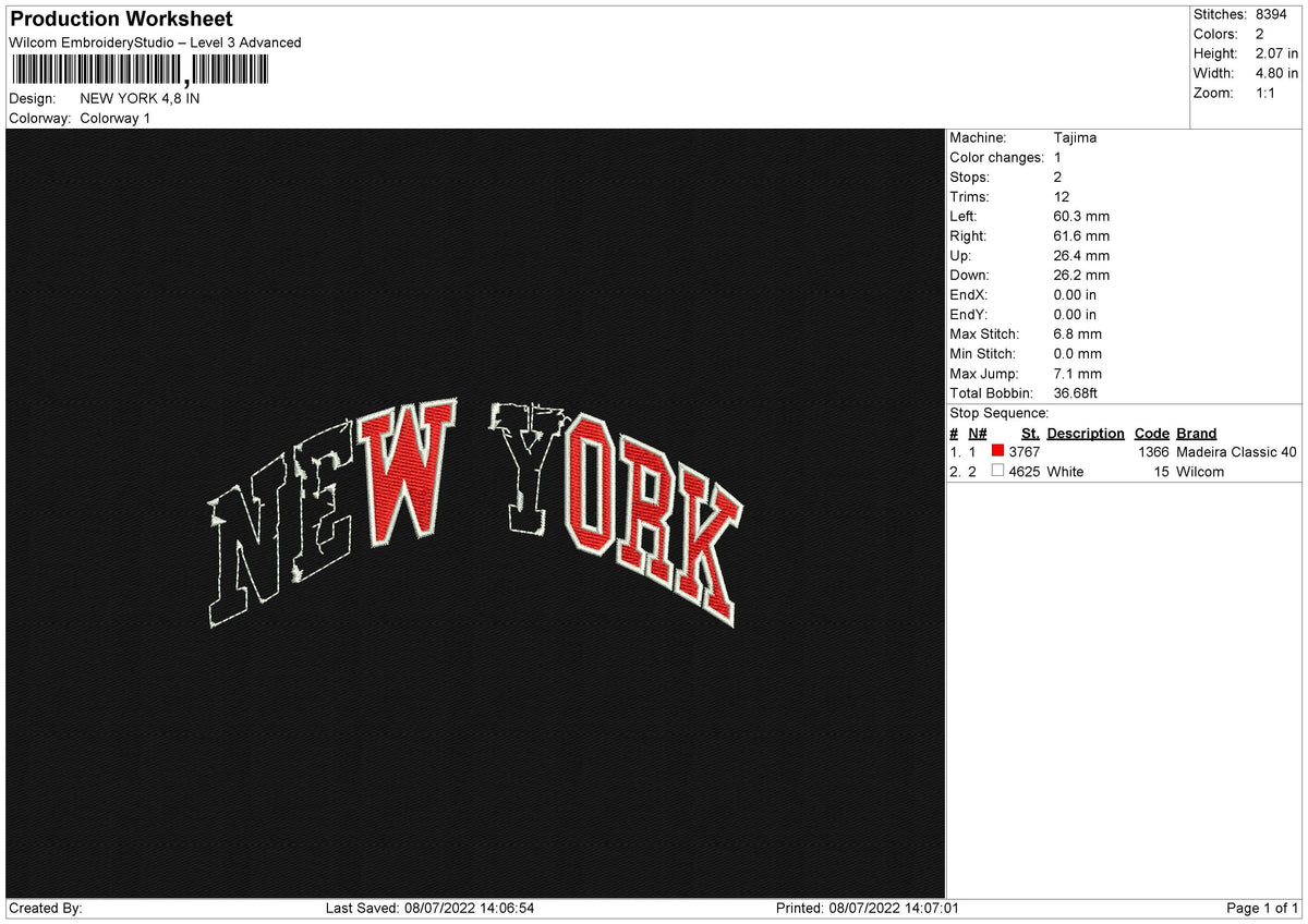 NEW YORK Embroidery