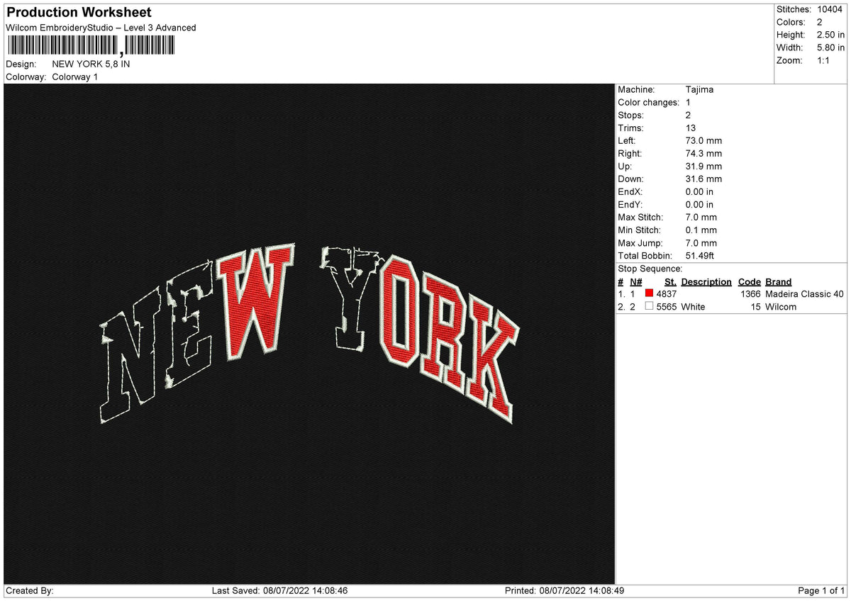 NEW YORK Embroidery