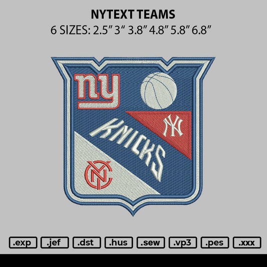 Nytext Teams Embroidery File 6 sizes