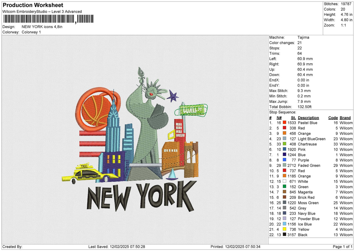 NEW YORK Icons Embroidery File 6 size
