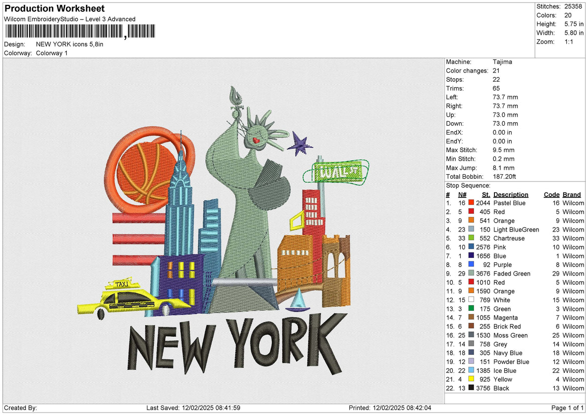 NEW YORK Icons Embroidery File 6 size