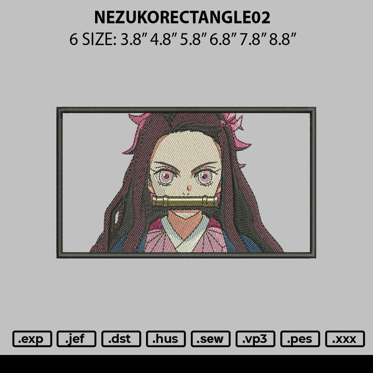 Nezukorectangle 02 Embroidery File 6 sizes