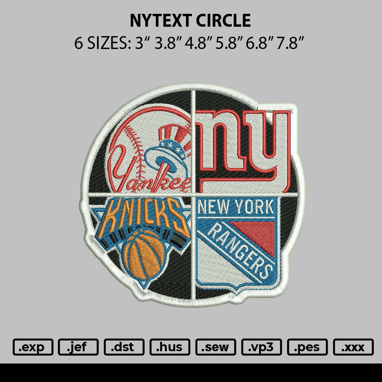 Nytext Circle Embroidery File 6 sizes