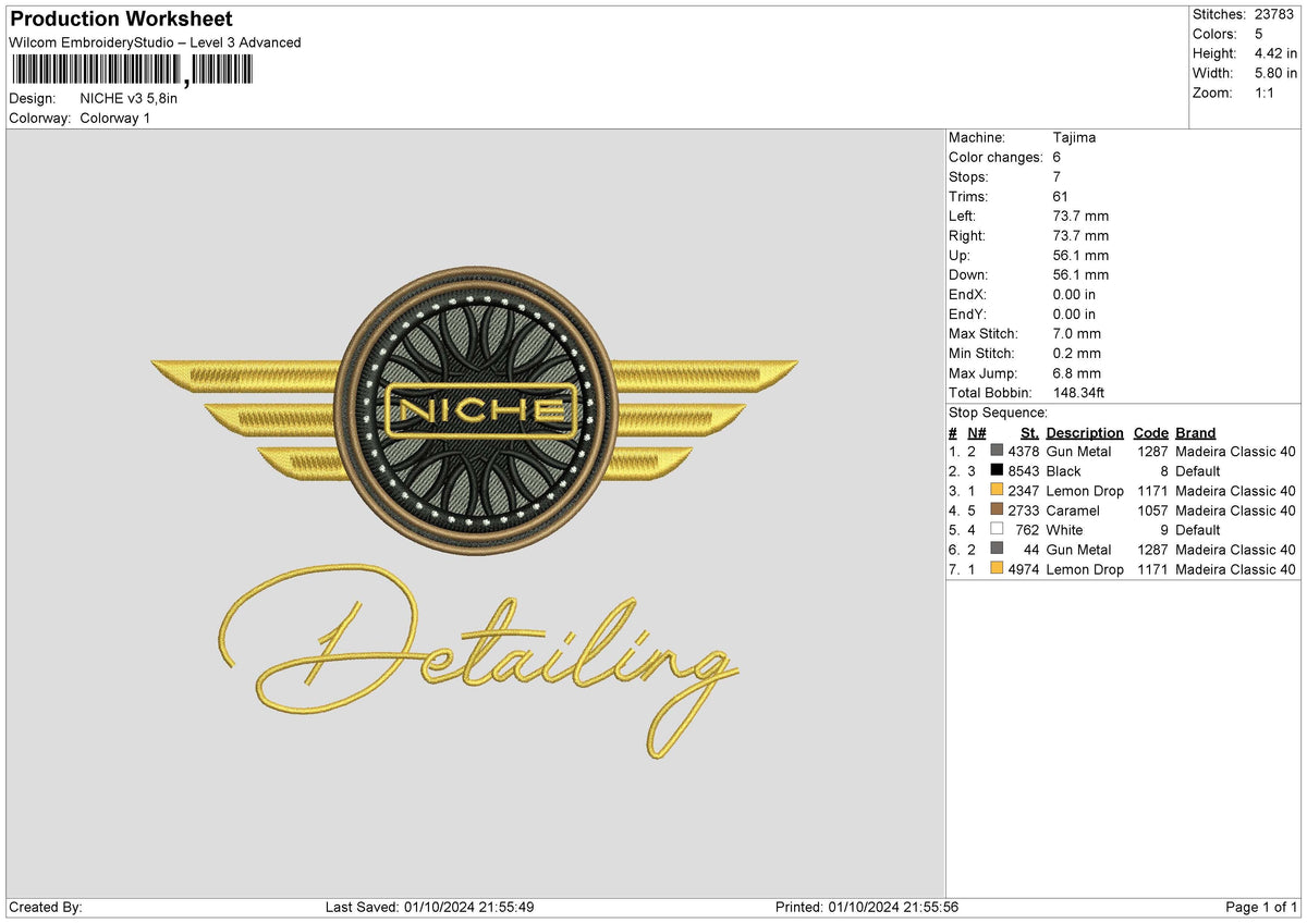 NICHE v2 Embroidery File 6 size