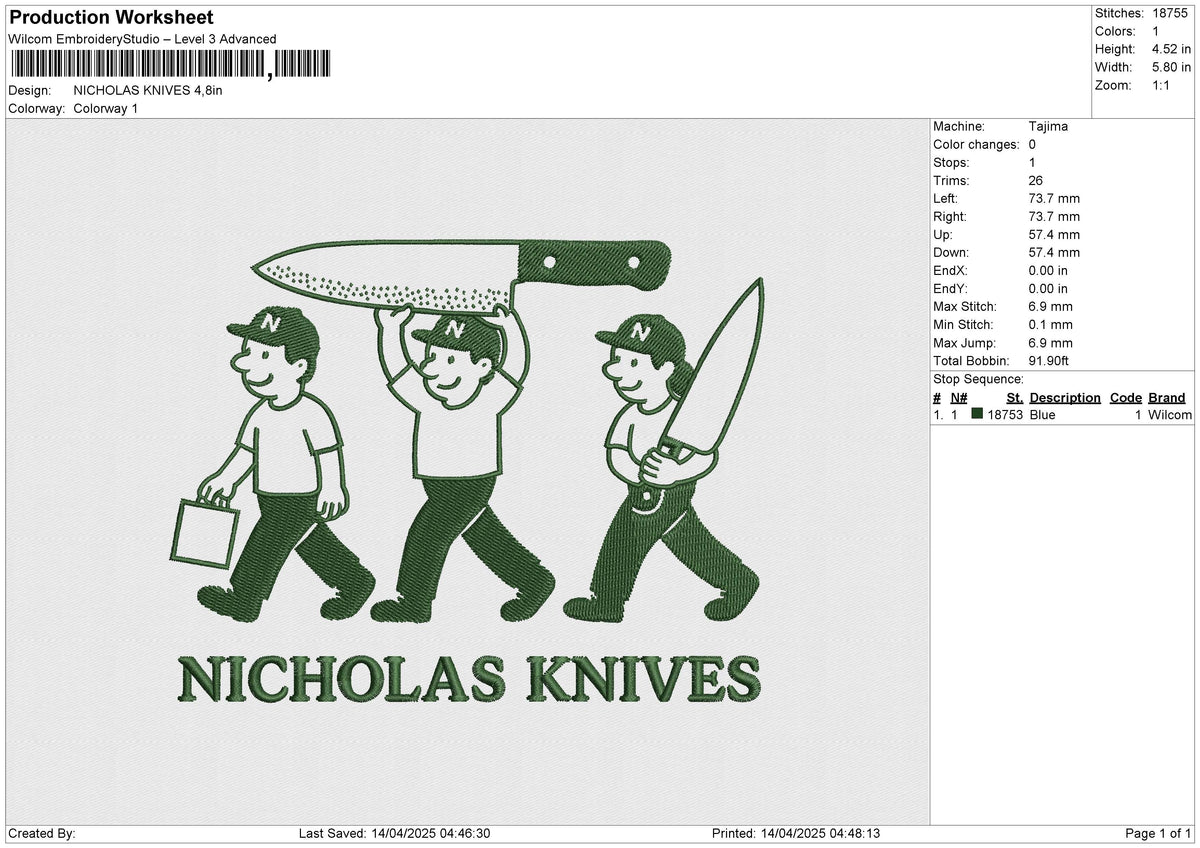 NICHOLAS KNIVES Embroidery File 6 size