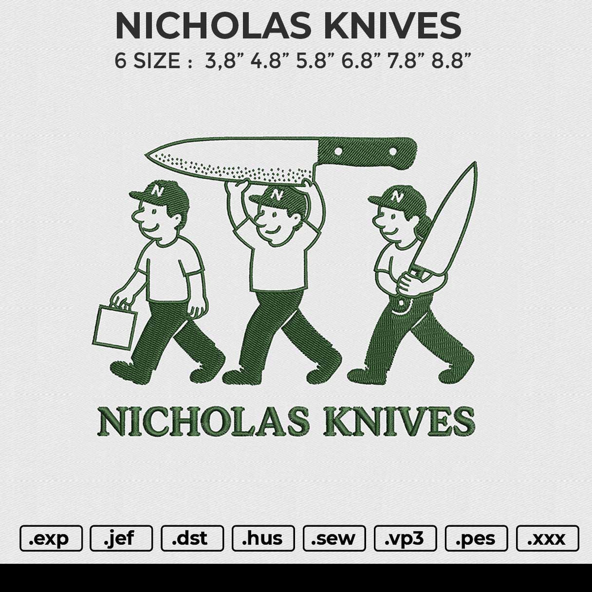 NICHOLAS KNIVES Embroidery File 6 size