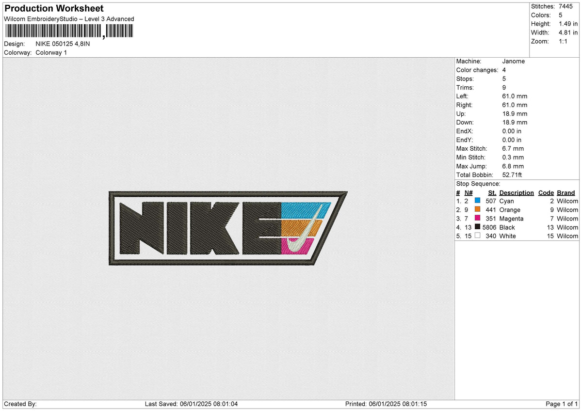 NIKE 050125 Embroidery File 6 size