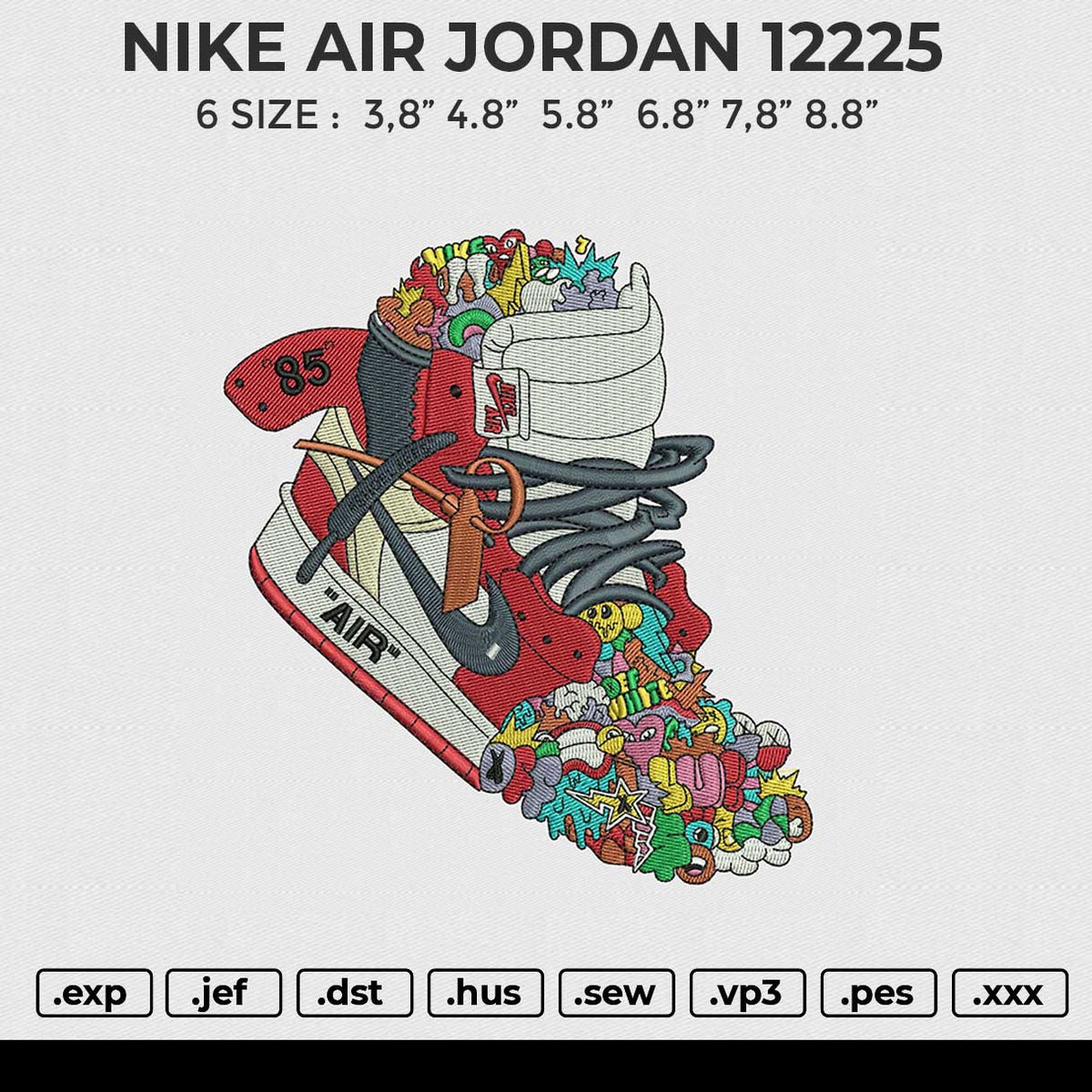 NIKE AIR JORDAN 12225 Embroidery File 6 size