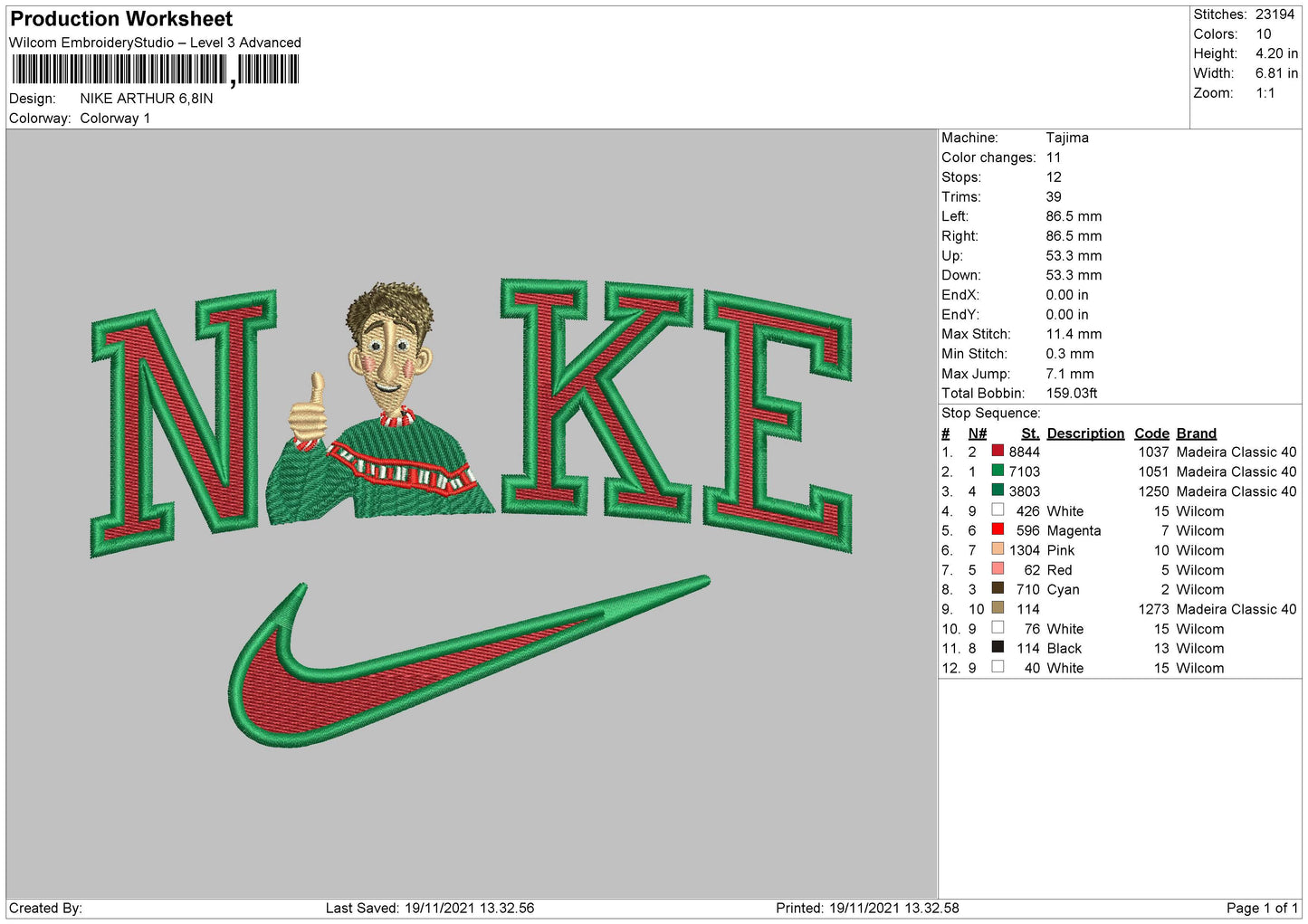Nike Arthur Embroidery