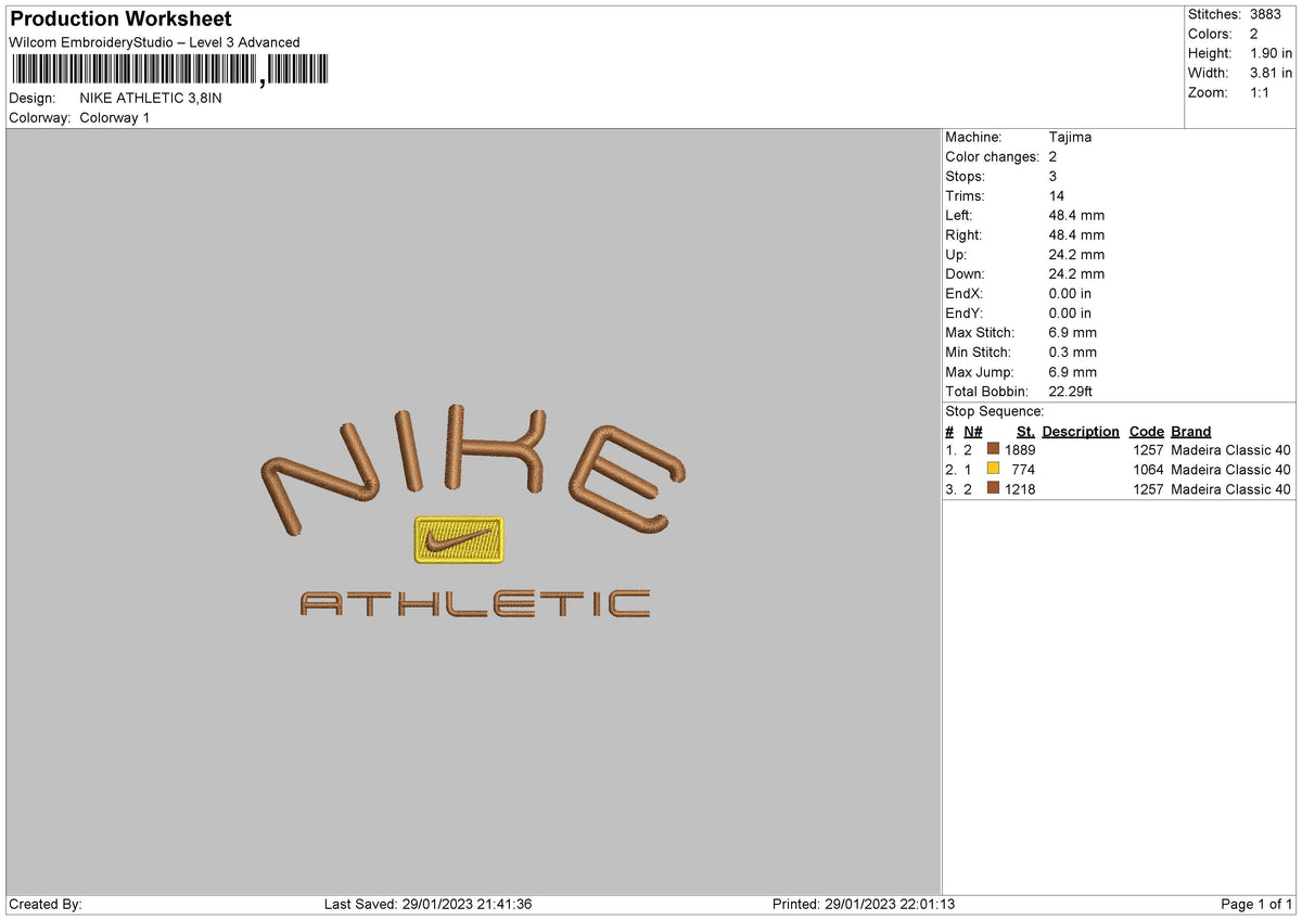 Nike Athelic 02 Embroidery File 6 sizes