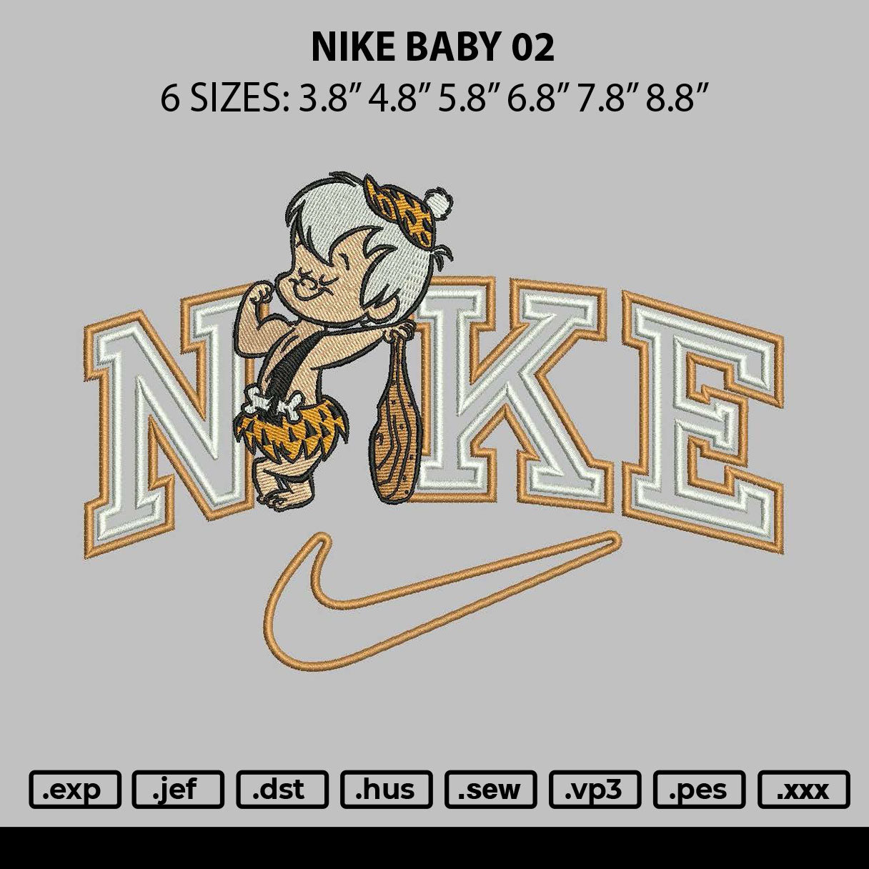 Nike Baby 02 Embroidery File 6 sizes