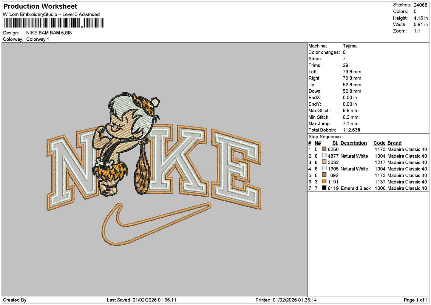 Nike Baby 02 Embroidery File 6 sizes