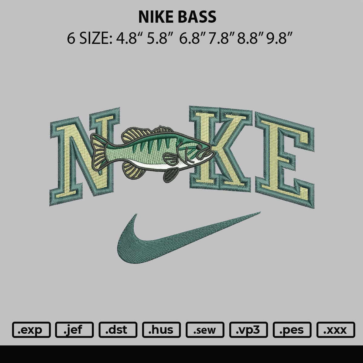 Nike Bass Embroidery File 6 sizes