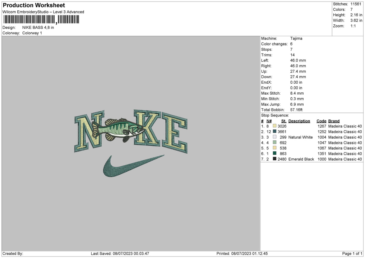 Nike Bass Embroidery File 6 sizes