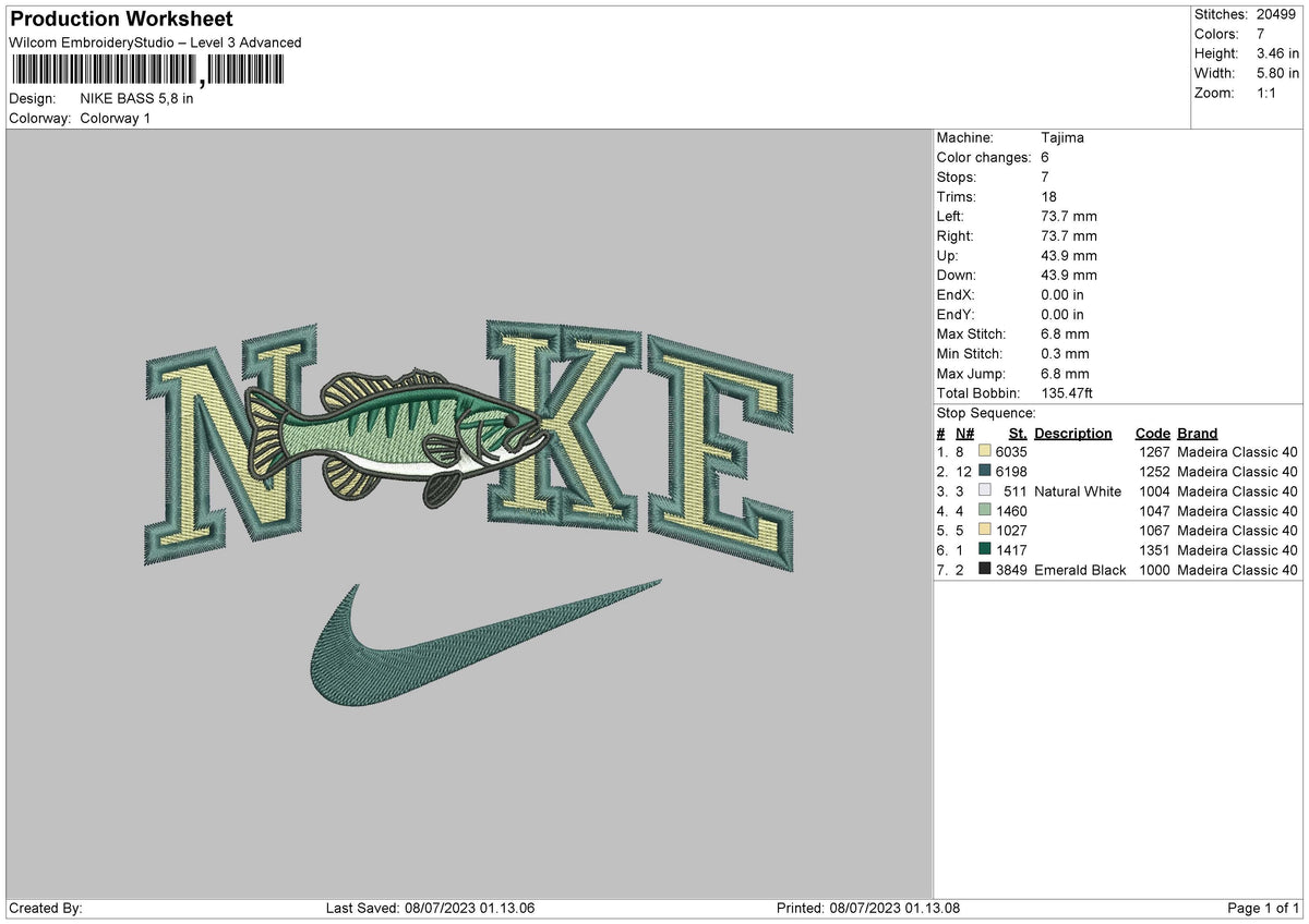 Nike Bass Embroidery File 6 sizes