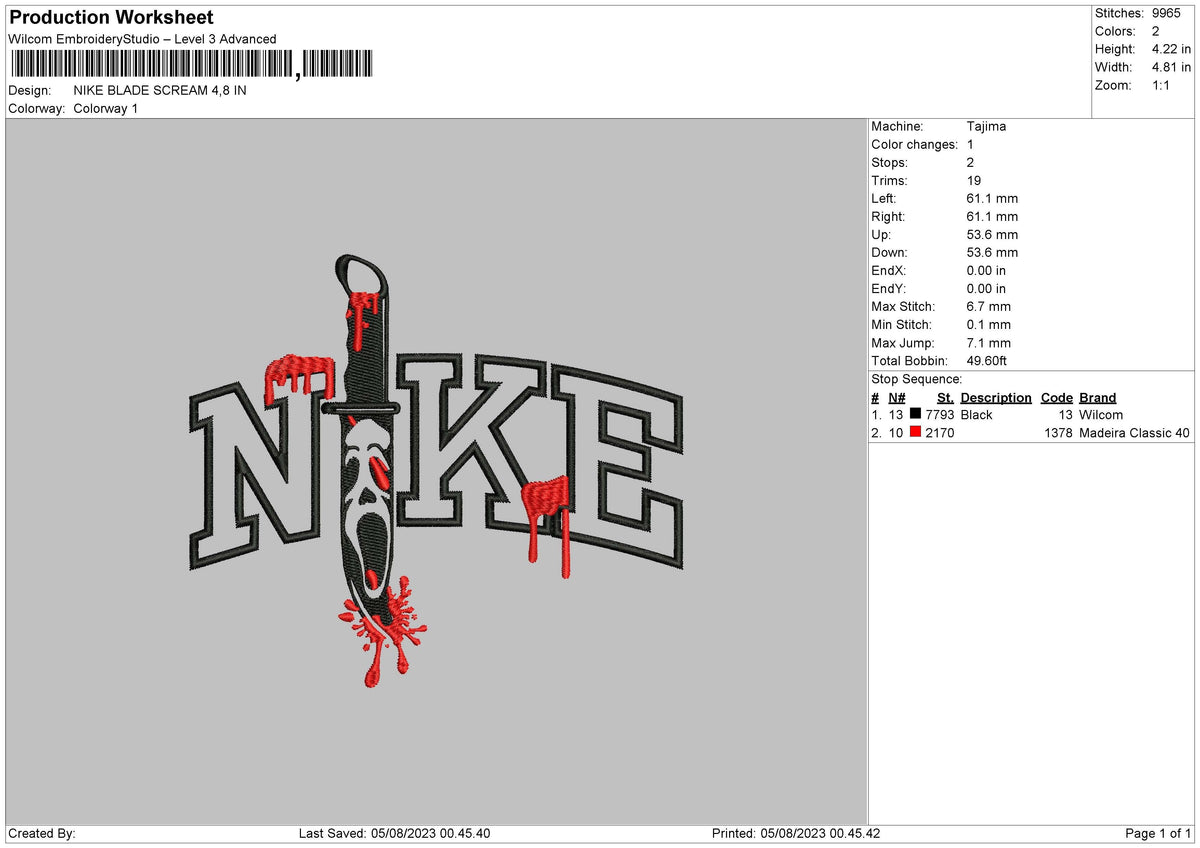 Nike Blade Scream Embroidery File 6 sizes