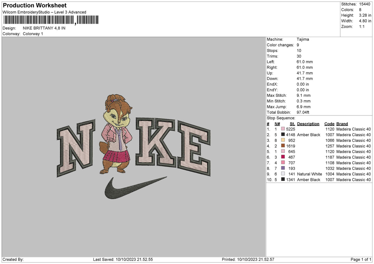 Nike Brittany Embroidery File 6 sizes