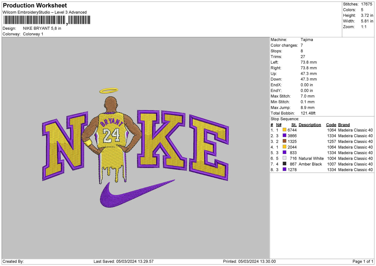 Nike Bryant 02 Embroidery File 6 sizes