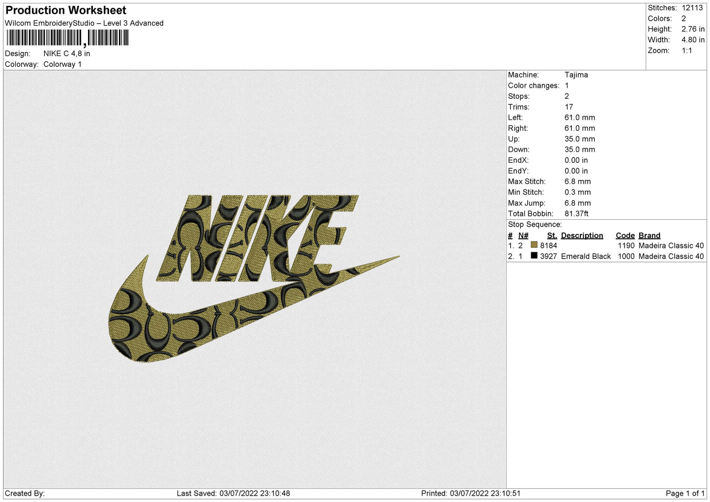 NIKE C Embroidery