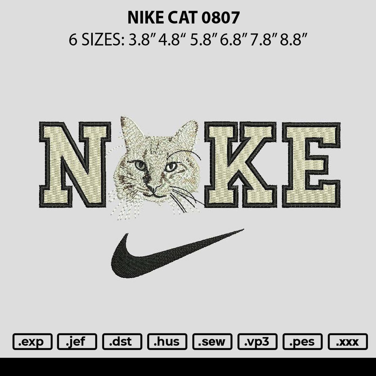Nike Cat 0807 Embroidery File 6 sizes