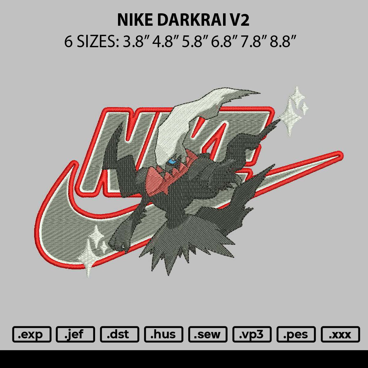 Nike Darkrai V2 Embroidery File 6 sizes