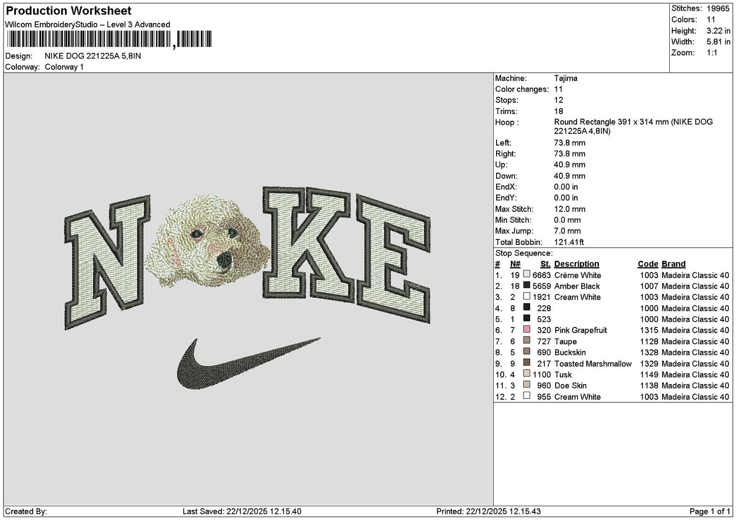 Nike Dog 2212a Embroidery FIle 6 sizes