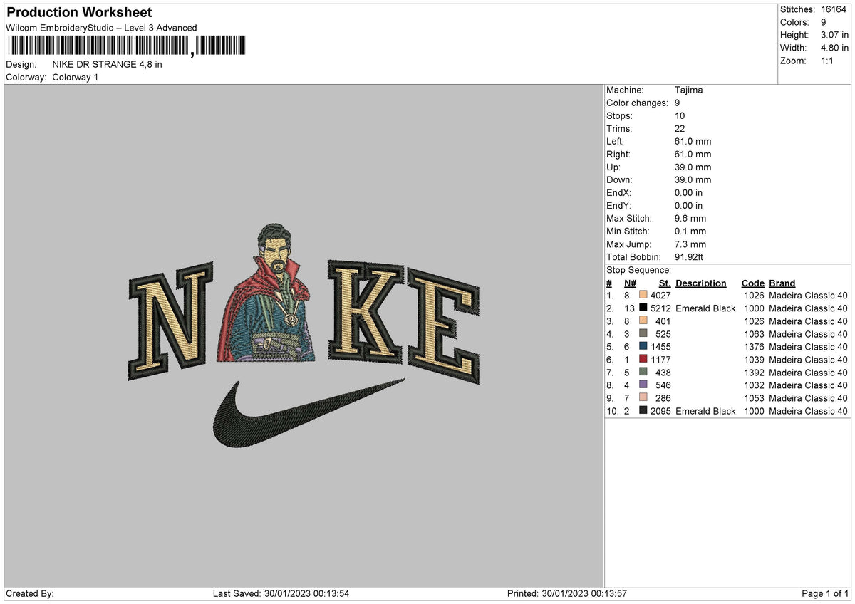 Nike Strange Embroidery File 6 sizes