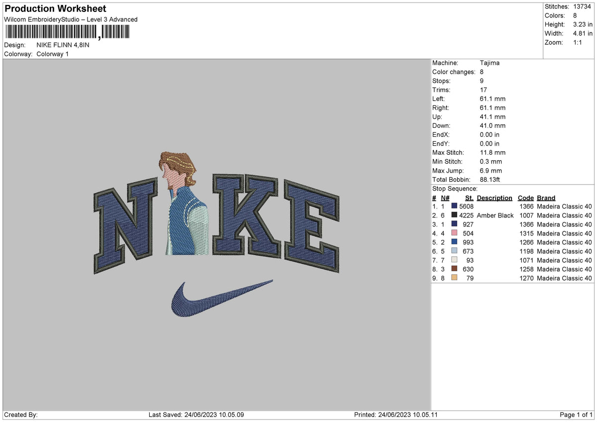 Nike Flinn Embroidery File 6 sizes