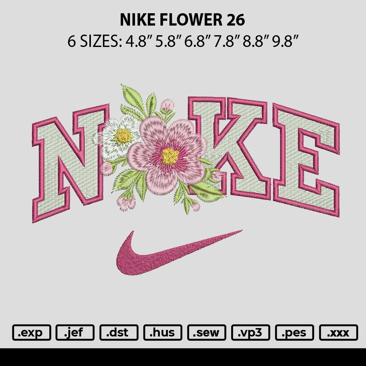 Nike Flower V26 Embroidery File 6 sizes