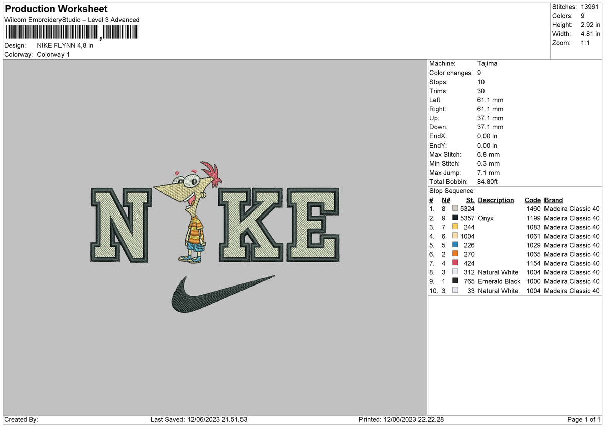 Nike Flynn Embroidery File 6 sizes