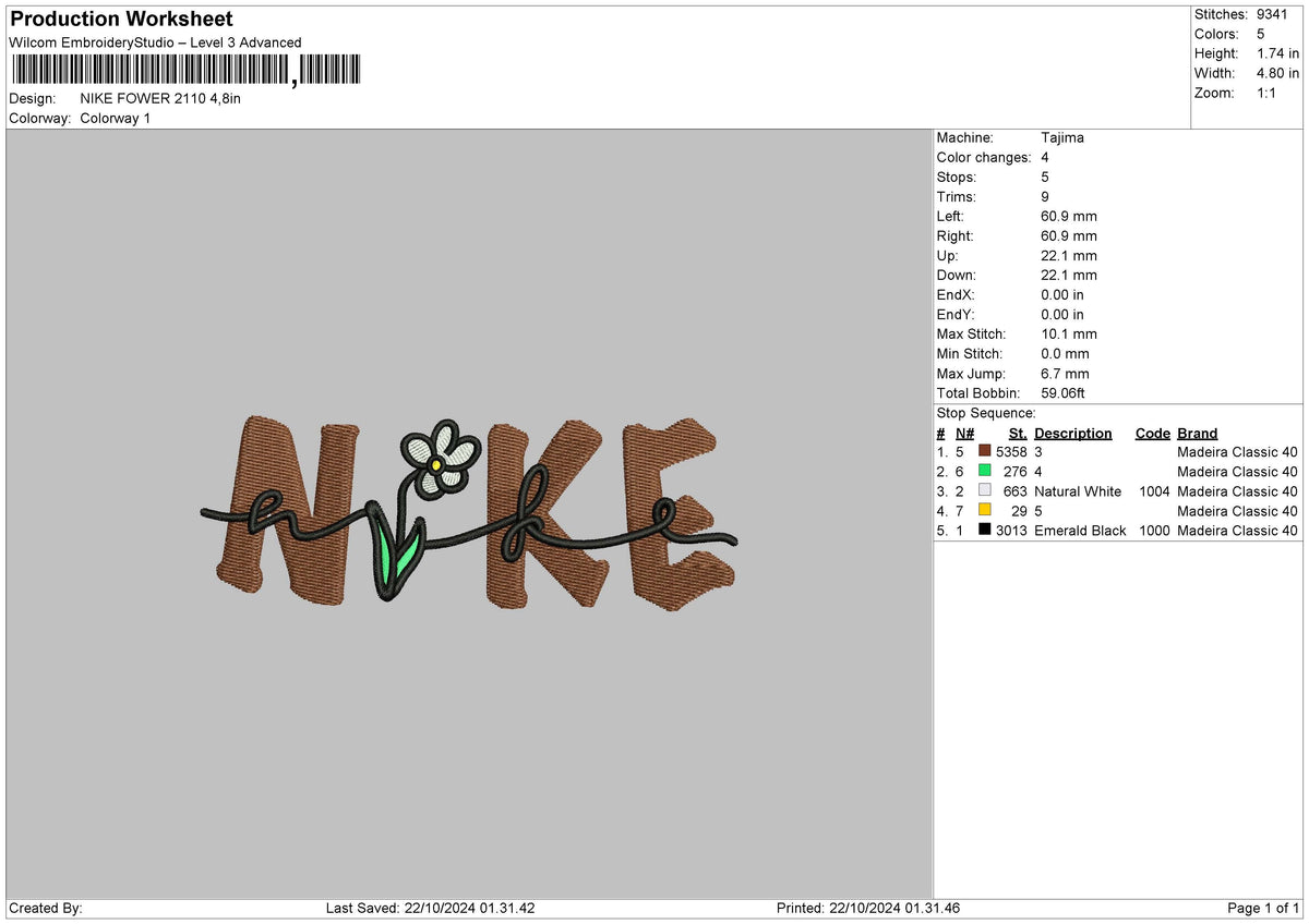 Nike Flower 2110 Embroidery File 6 sizes