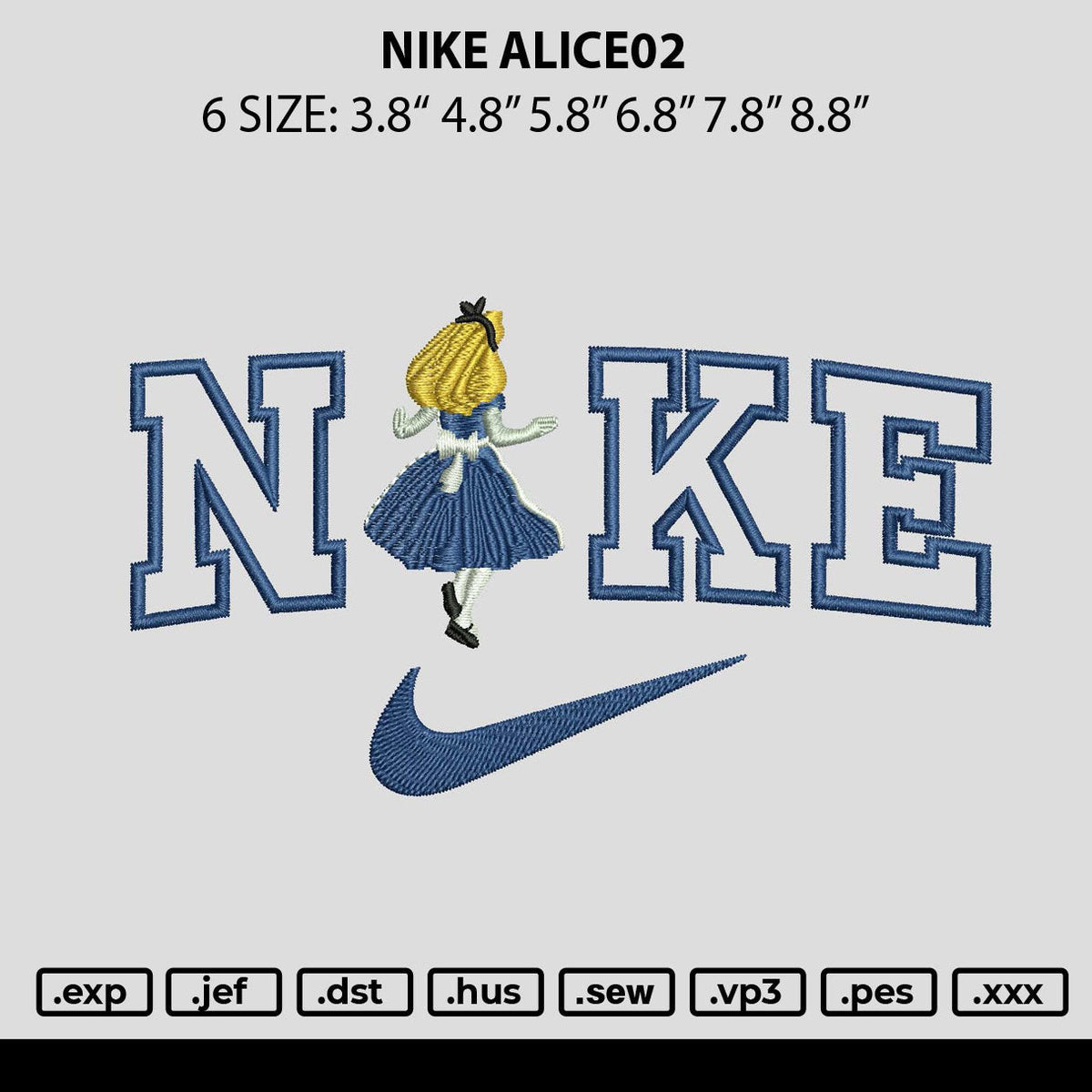 Nike Alice02 Embroidery File 6 sizes
