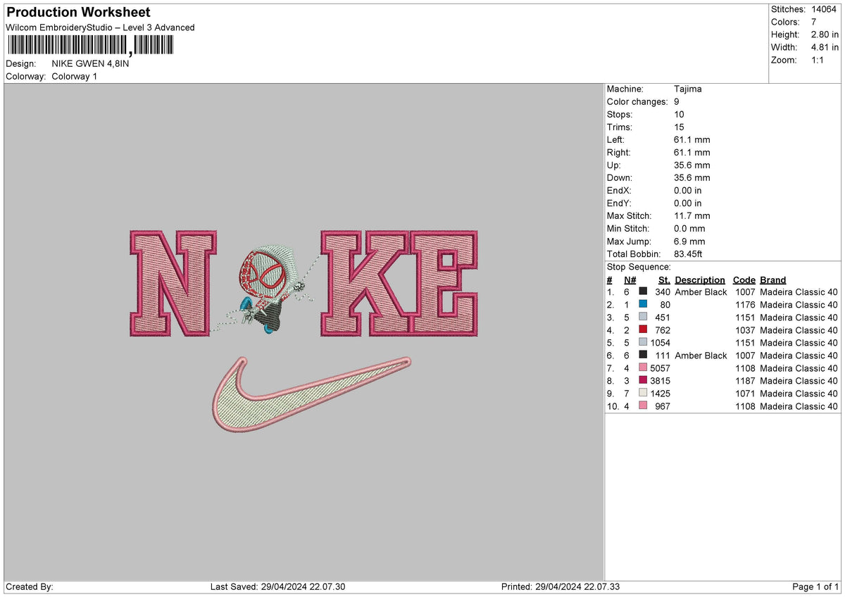 Nike Gwen2904 Embroidery File 6 sizes