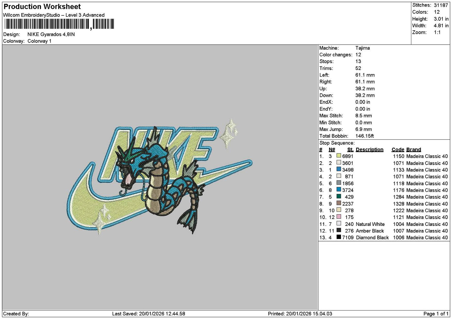Nike Gyrados Embroidery File 6 sizes