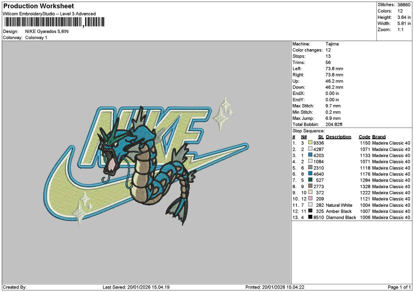 Nike Gyrados Embroidery File 6 sizes