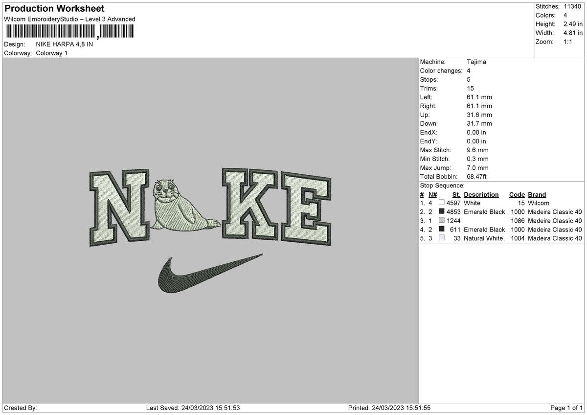 Nike Harpa Embroidery File 6 sizes