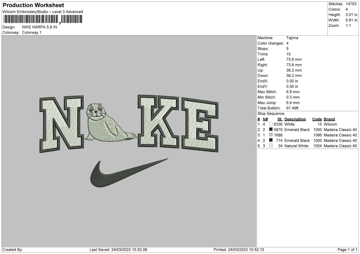 Nike Harpa Embroidery File 6 sizes