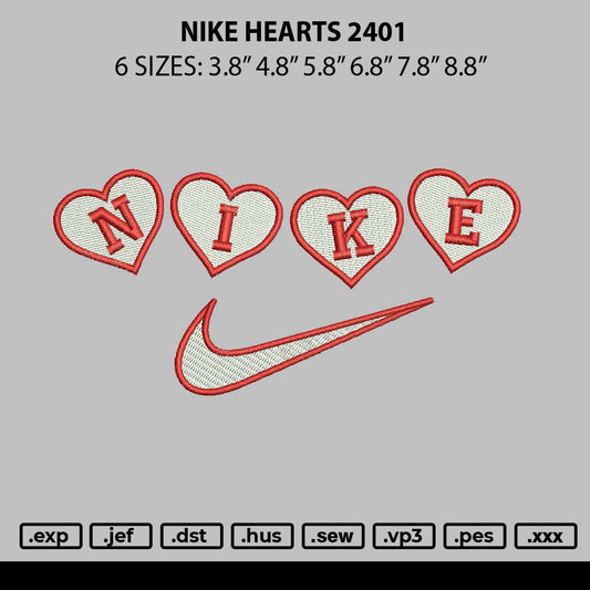 Nike Hearts 2401 Embroidery File 6 sizes