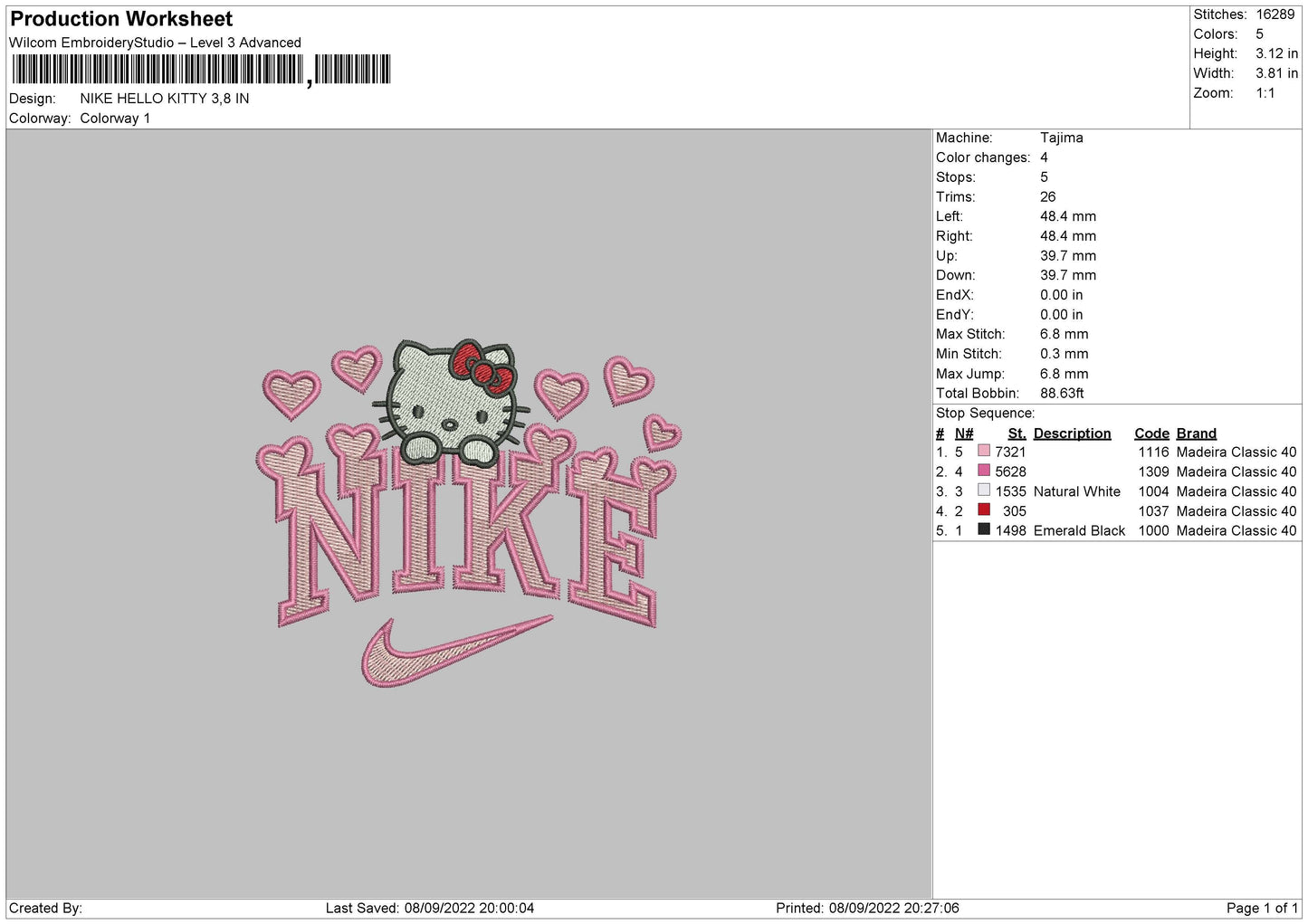 nike kitty 03 Embroidery