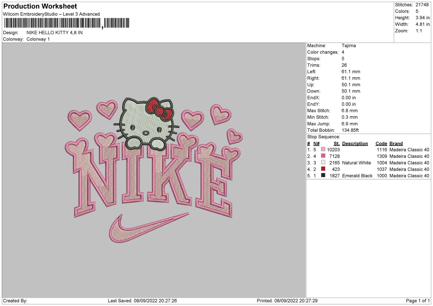 nike kitty 03 Embroidery