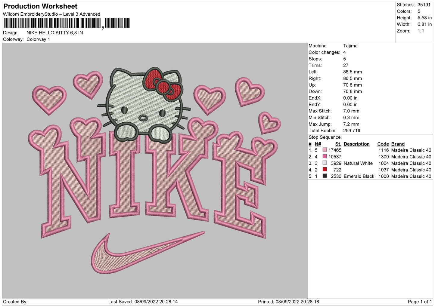nike kitty 03 Embroidery