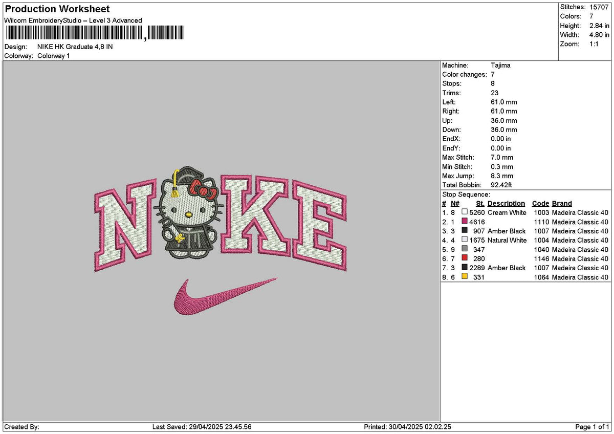 Nike Hk Graduate Embroidery File 6 sizes